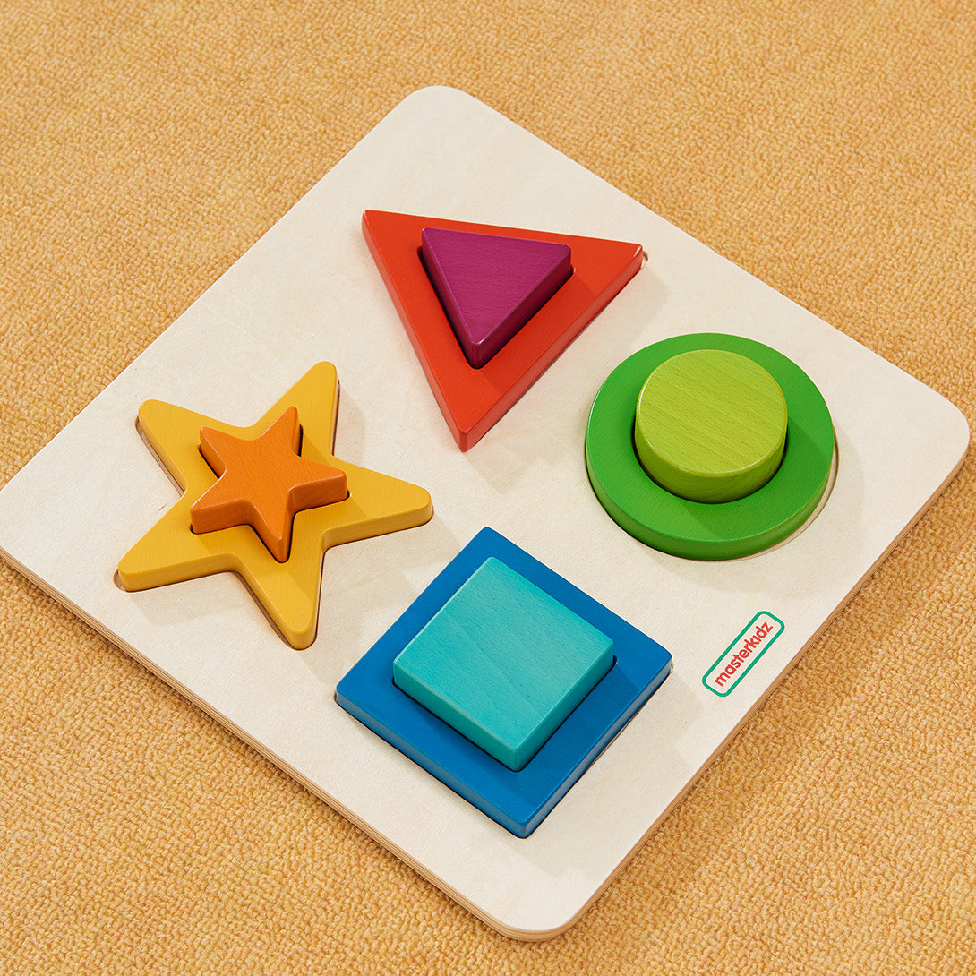 Durable Wooden Geometric Shape Stacker for Cognitive Development