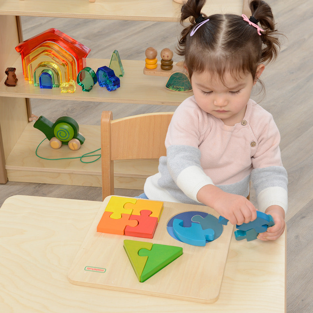 Colourful Wooden Jigsaw Puzzle for Kids to Learn Shapes