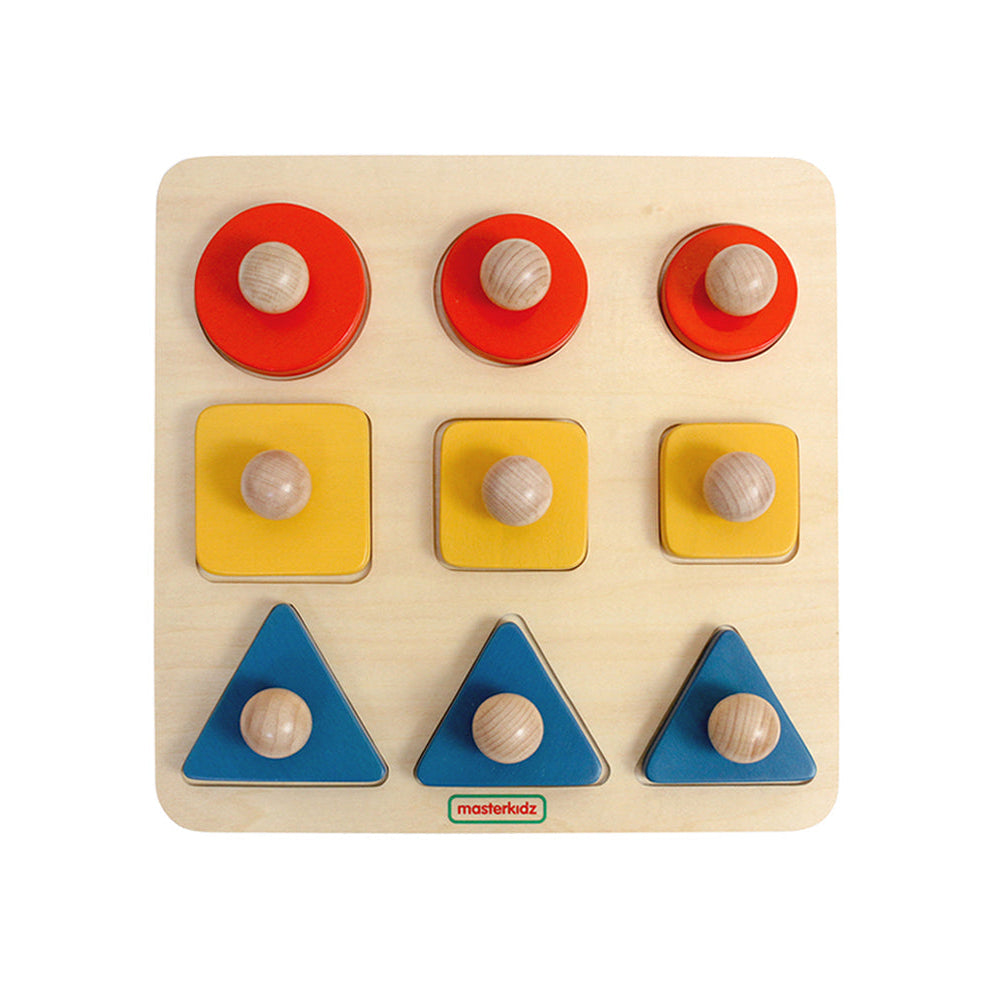 Wooden Multi-Shape Size Sequencing Board for Toddlers with Colourful Shapes