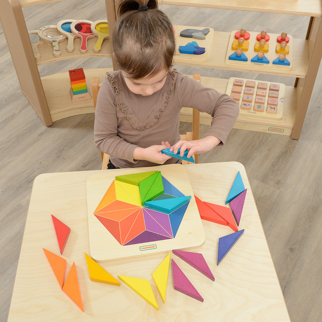 Masterkidz Creative Play Snowflake Tiles with 18 triangular wooden pieces