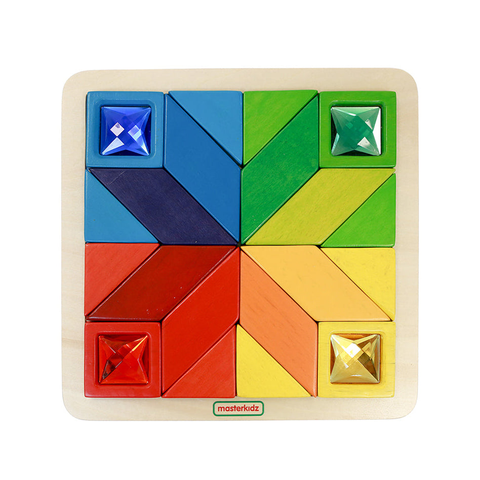 Masterkidz Creative Play Gemstone Tiles – 20 wooden tiles in vibrant colors.