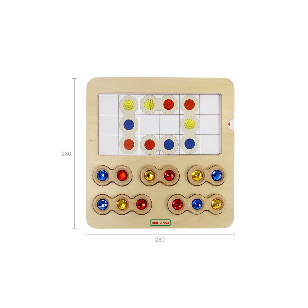 Set of brightly coloured gem blocks for spatial relationship learning activities.