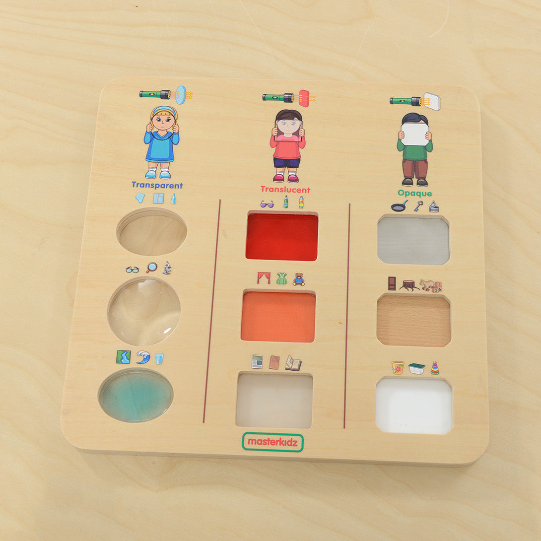 Masterkidz educational discovery board promoting early understanding of physical science concepts.