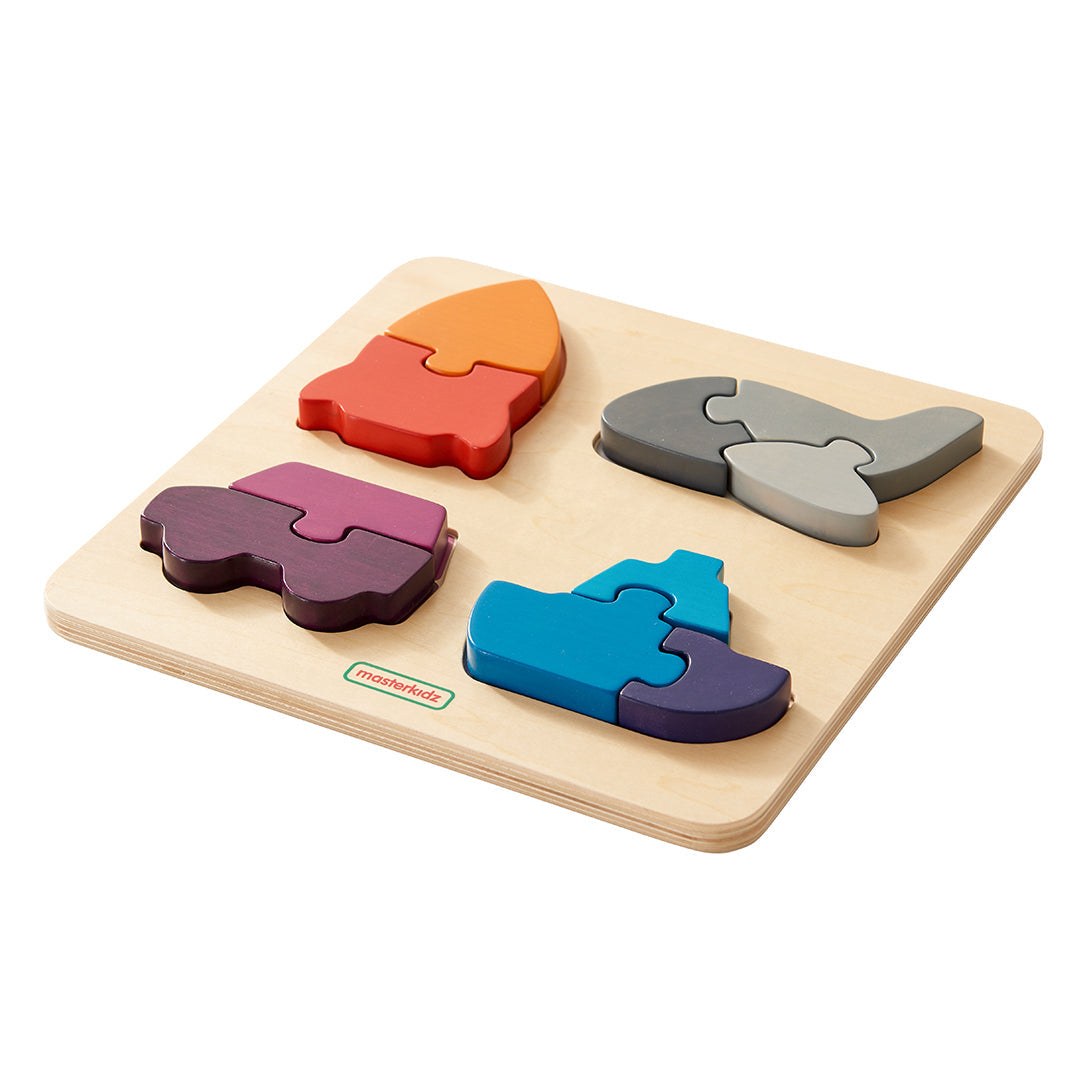 Self-correcting wooden puzzle by Masterkidz for developing cognitive skills.