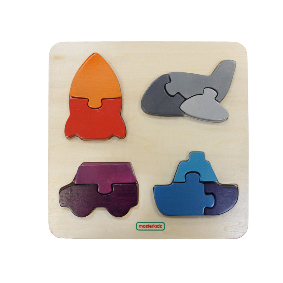 Masterkidz Chunky Transportation Jigsaw Puzzle with 10 wooden pieces.