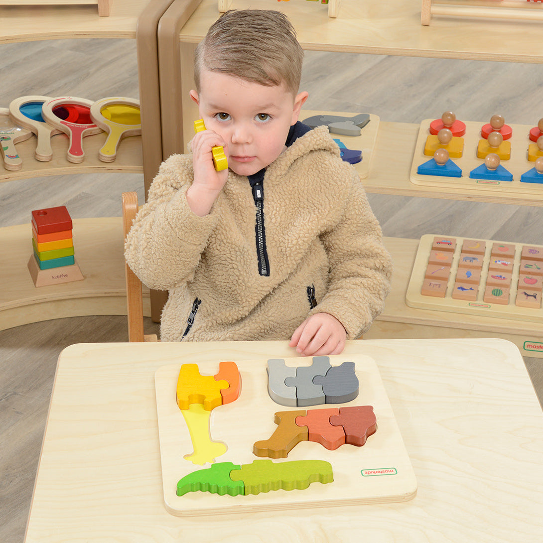 Classroom learning toy — chunky safari animal wooden jigsaw