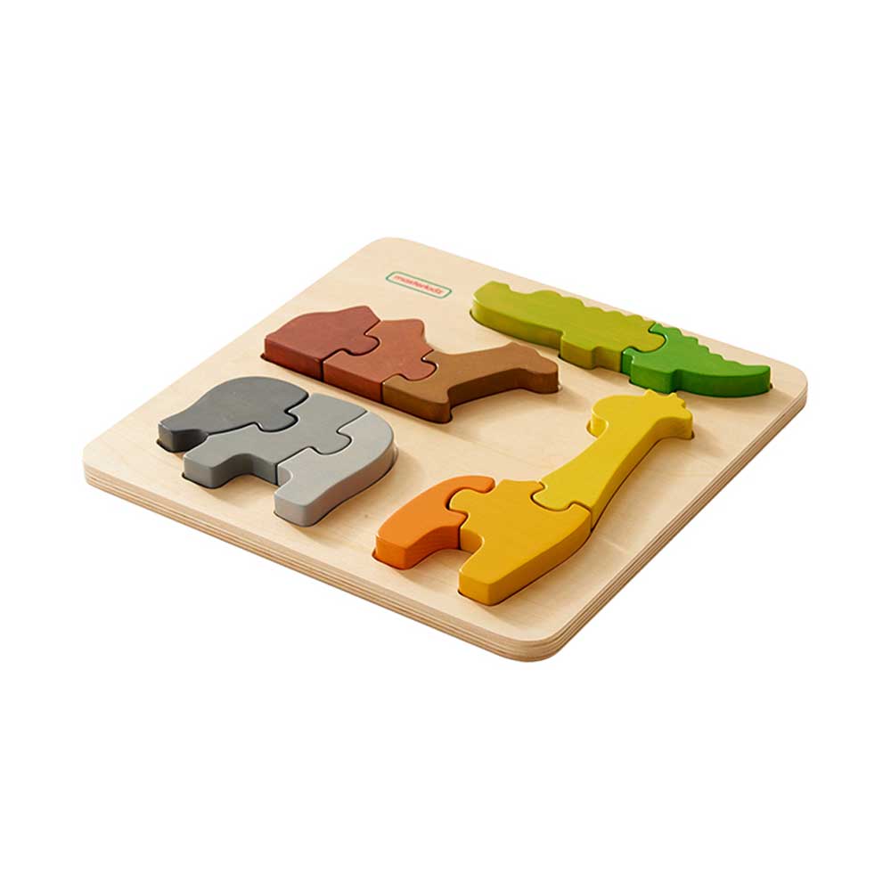 Durable wooden safari jigsaw puzzle with tray