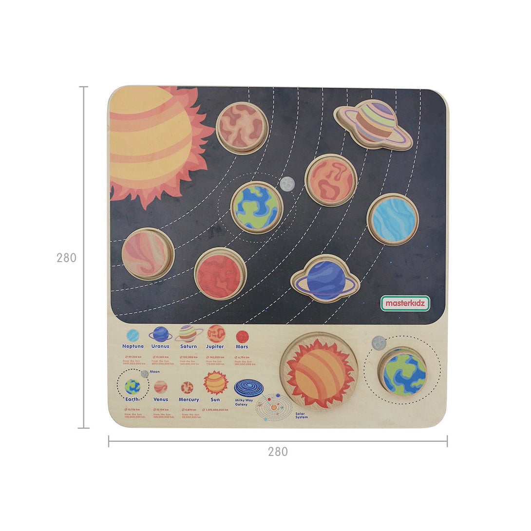 Masterkidz Solar System Learning Board with double-sided planets, encouraging curiosity, cognitive skills, and early science learning
