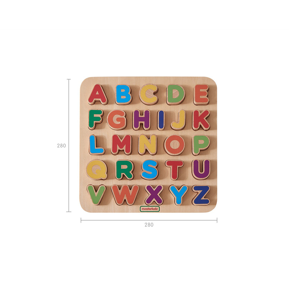 Montessori Wooden Alphabet Puzzle - Uppercase ABC Board with Color Coding for Toddlers - Preschool Learning, Fine Motor Skills Toys