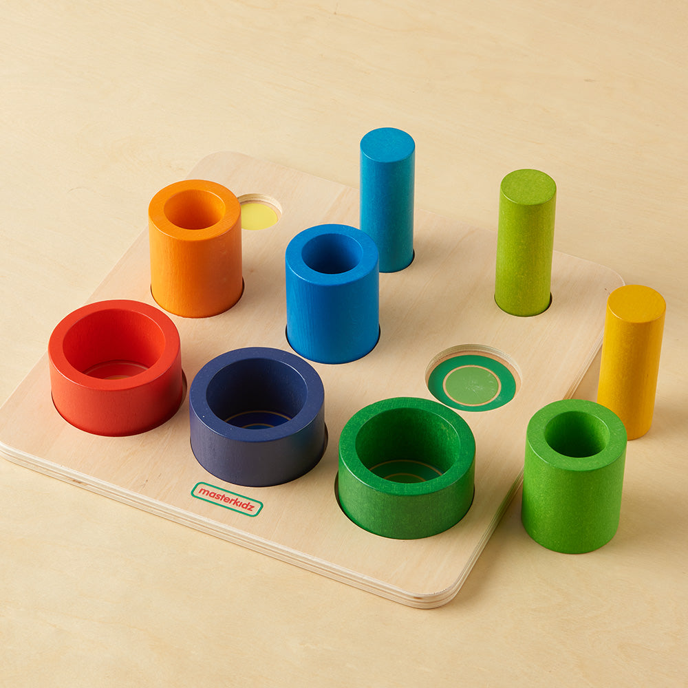 Three fully nested towers demonstrating the rod–small tube–large tube sequence.