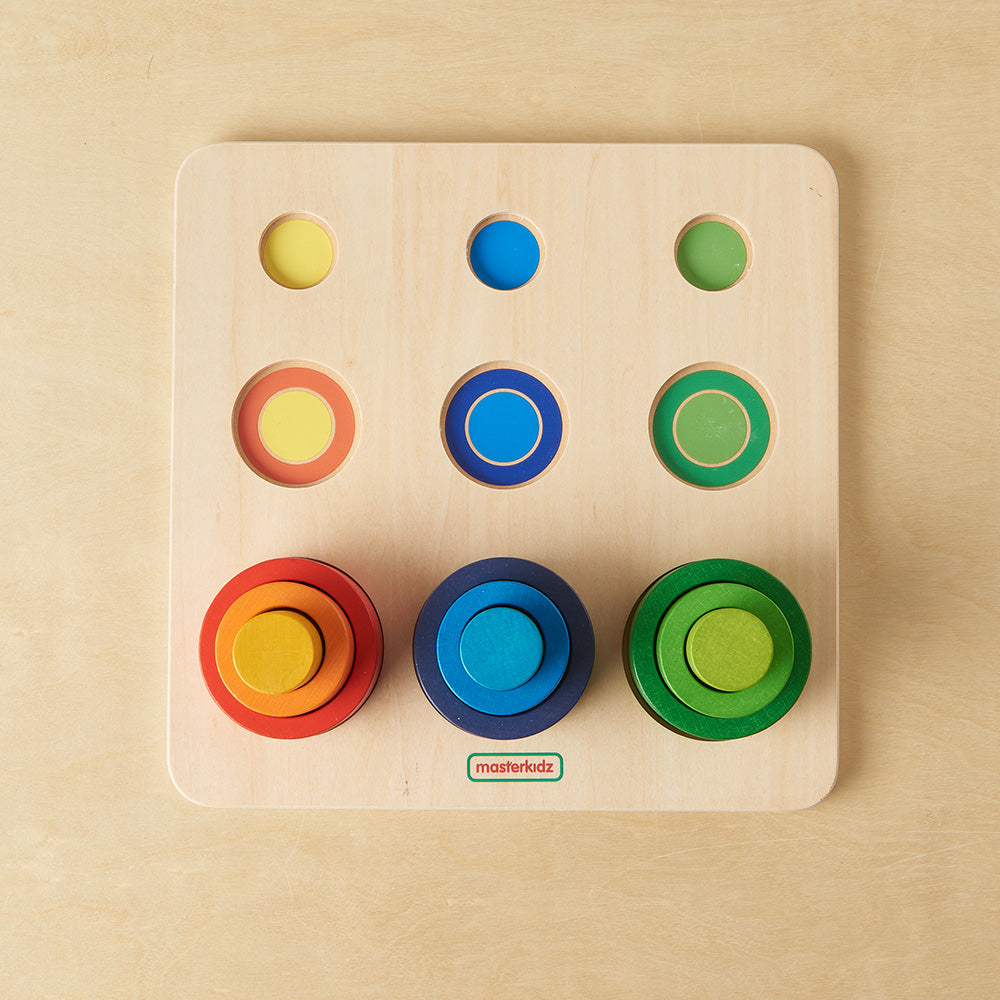 All nine components standing upright independently on the sorting baseboard.