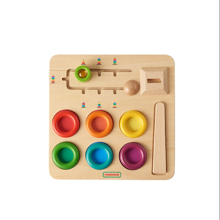 Masterkidz Ring Stacking Challenge Board with colourful beech rings for children.