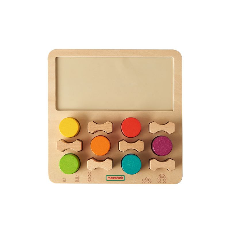 Masterkidz Stacking Fun! Challenge Board with colourful beech rings for kids to stack.