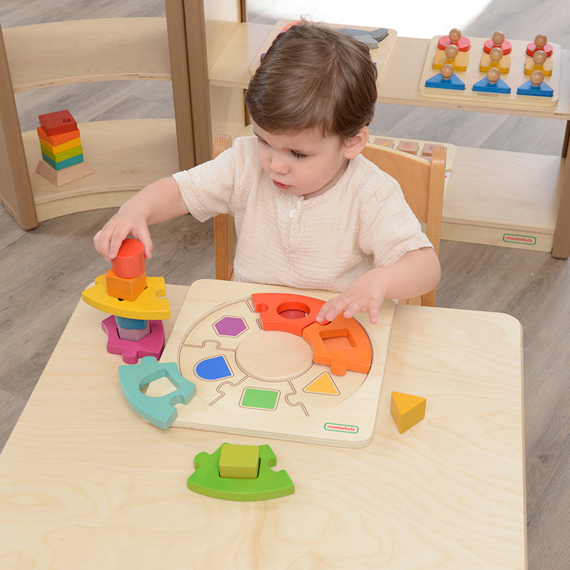 Colour-coded pieces help with easy identification and matching.