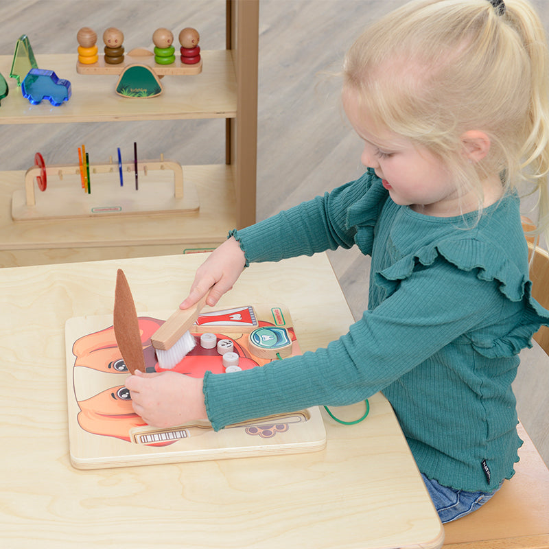 Engaging toy for teaching children the importance of oral health and self-care.