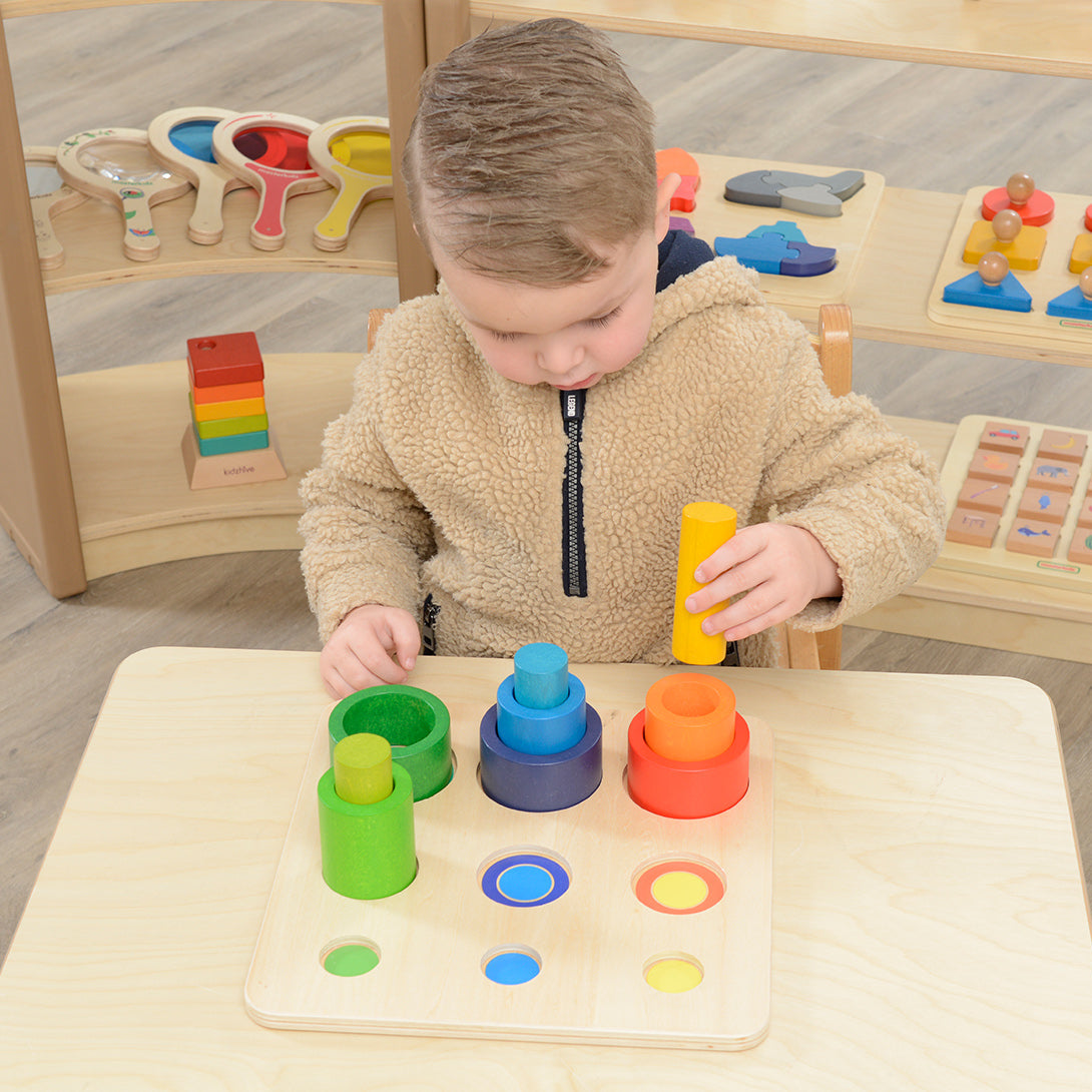 Close-up of the nesting function showing rod inserted into a small tube.