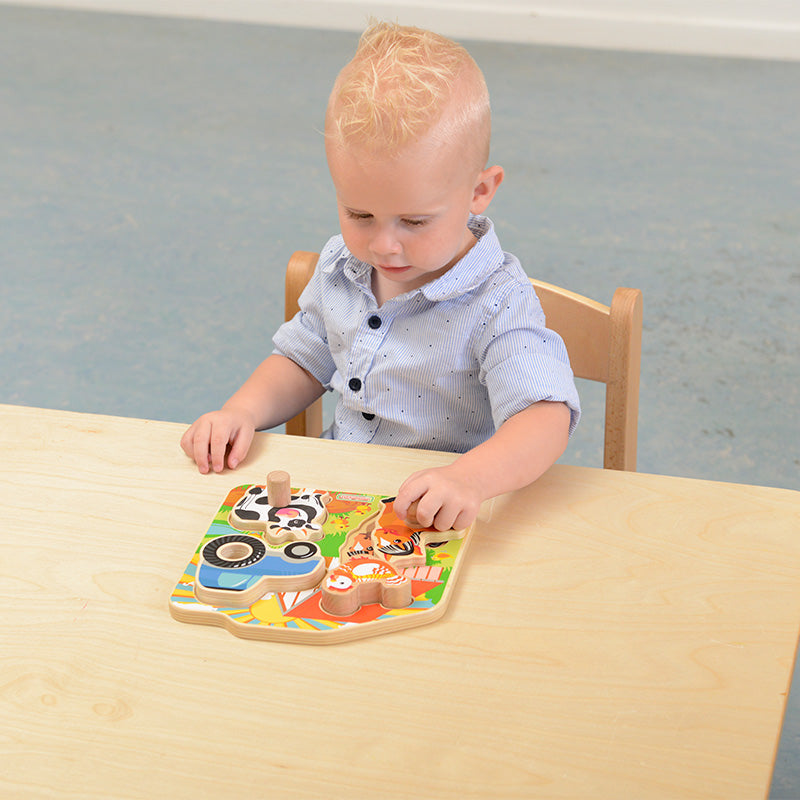 Montessori-inspired knob puzzle set with pegs and holes for early learning