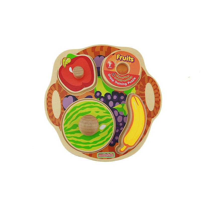Masterkidz shape and number fruit knob puzzles – educational wooden toy