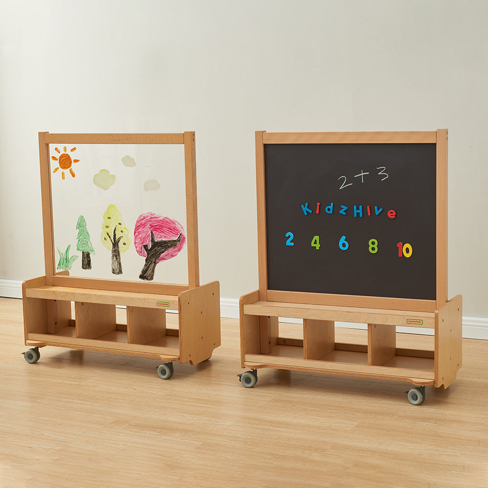 Smooth-rolling castors for effortless movement around learning spaces.