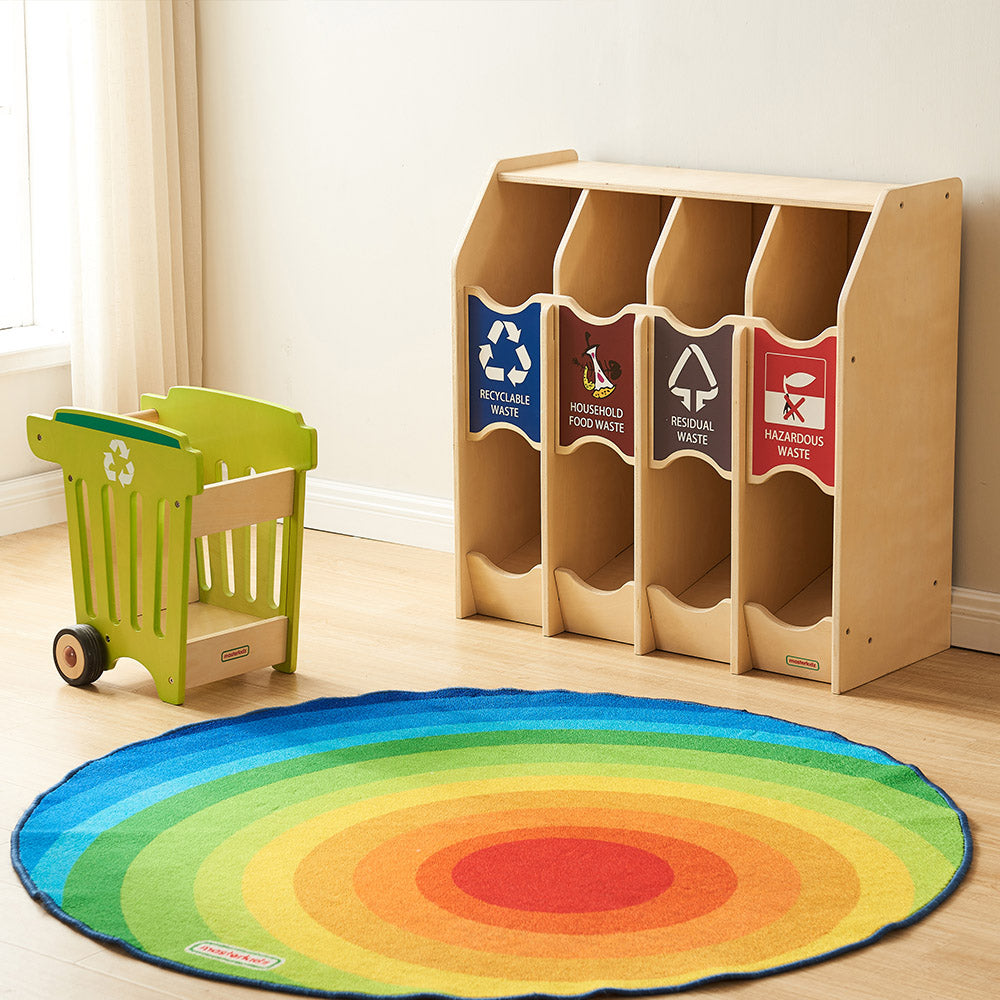Durable wooden recycling toy designed for daily classroom use.