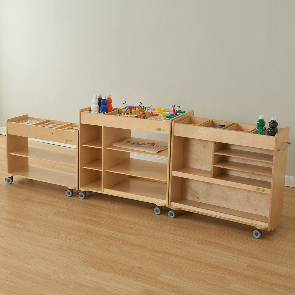 Slimline mobile art storage trolley for early years classrooms